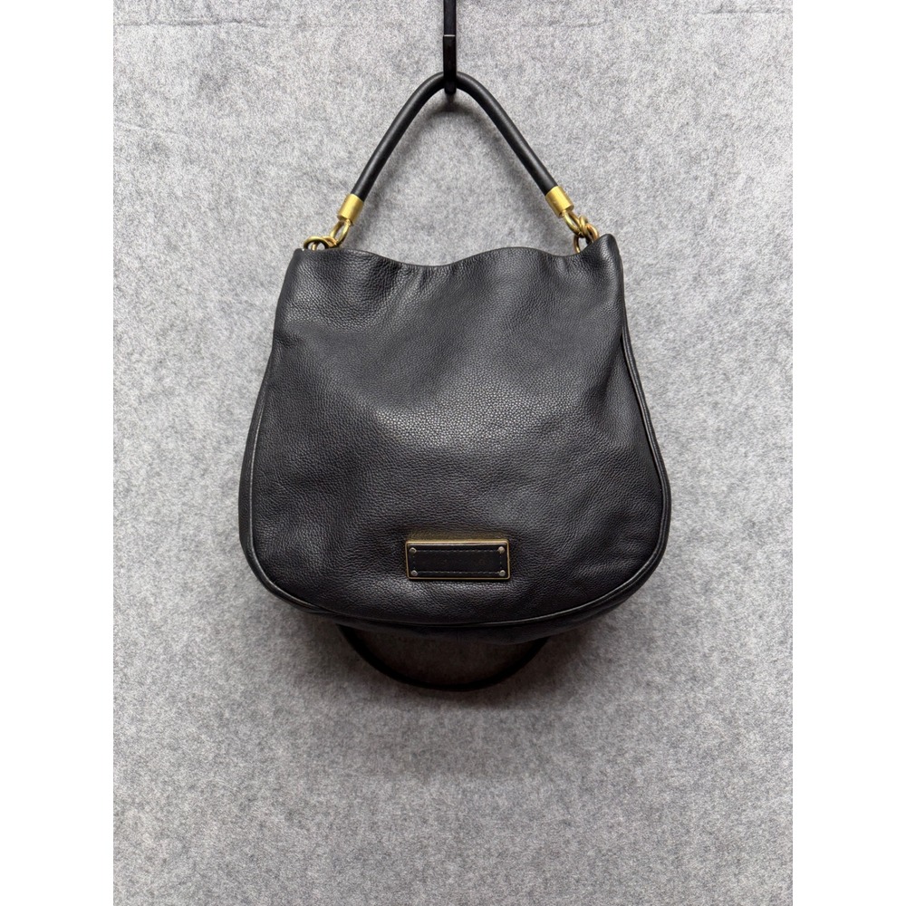 Marc by Marc Jacobs Black Pebbled Leather Hobo Bag Gold Hardware Crossbody Y2K